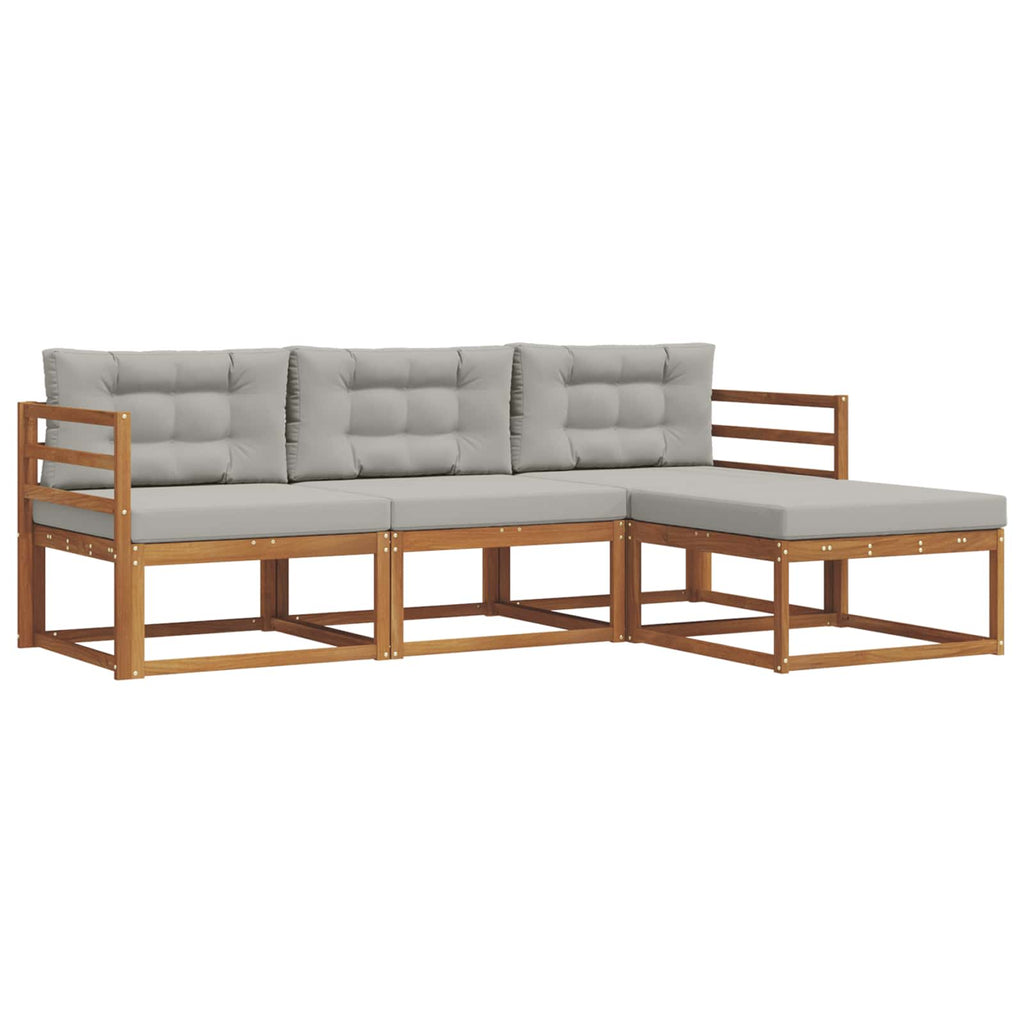 Outdoor-Sofagarnitur mit Kissen 4 pcs Natürlich und Hellgrau