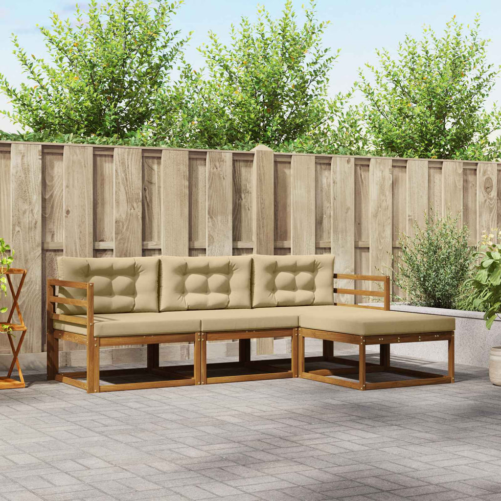 Outdoor-Sofagarnitur mit Kissen 4 pcs Natur und Beige