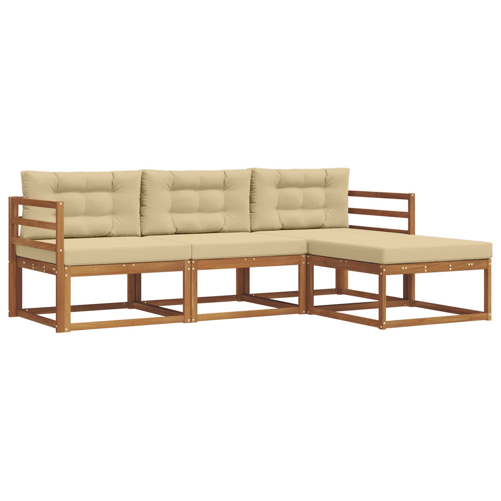 Outdoor-Sofagarnitur mit Kissen 4 pcs Natur und Beige