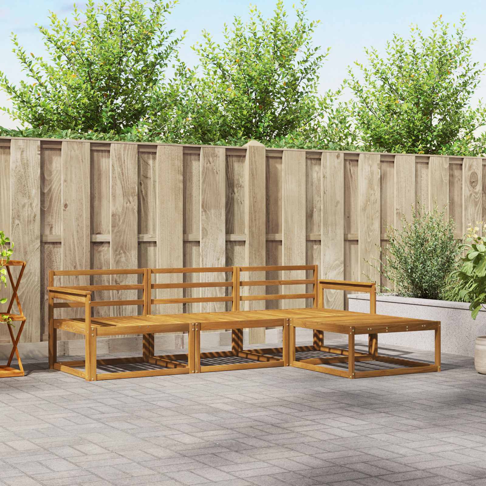 Outdoor-Sofagarnitur 4 pcs Natur Massivholz Akazie