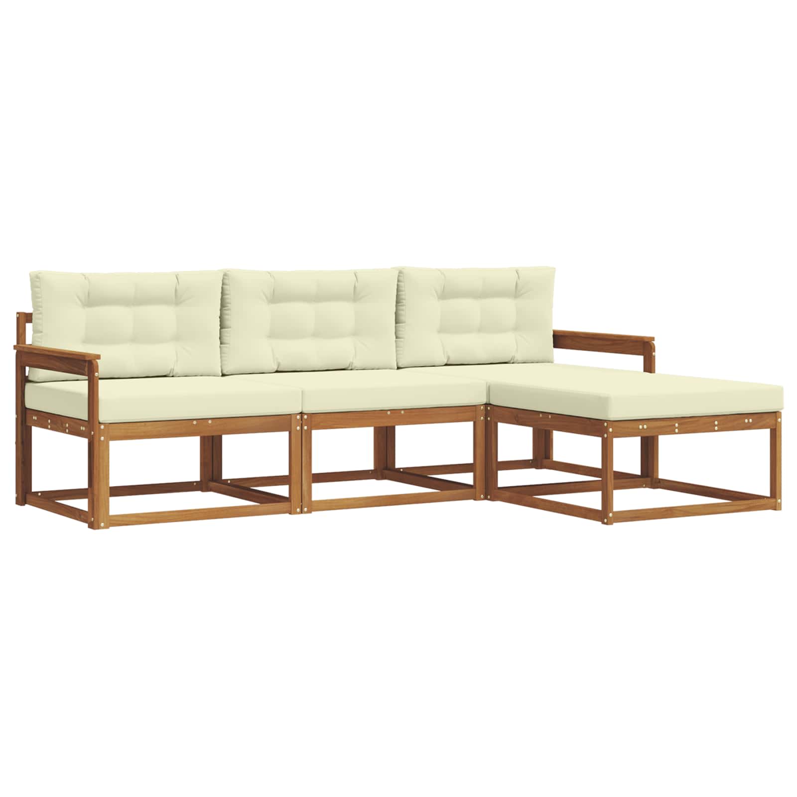 Outdoor-Sofagarnitur mit Kissen 4 pcs Natur und Creme