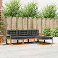 Outdoor-Sofagarnitur mit Kissen 4 pcs Natur und Anthrazit
