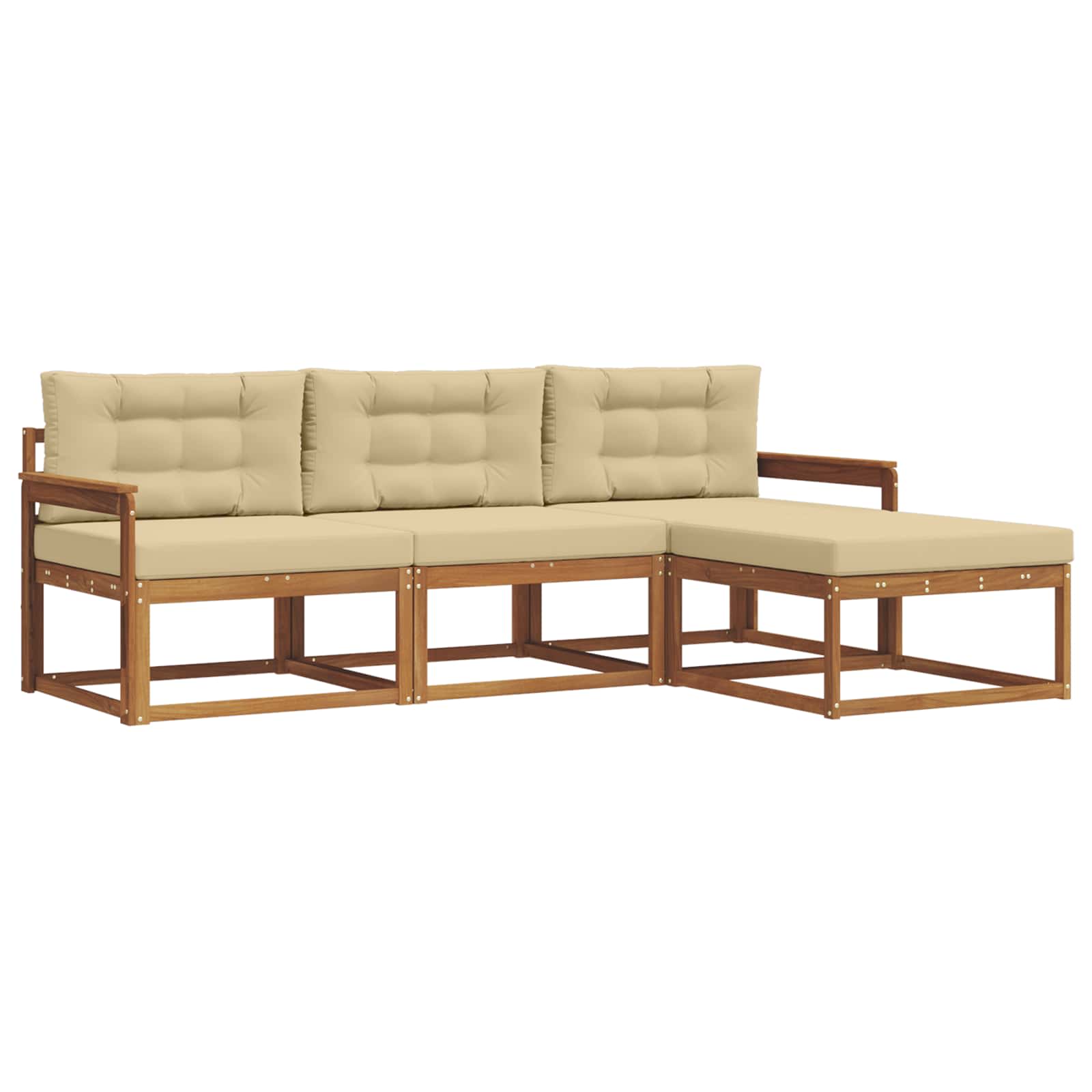 Outdoor-Sofagarnitur mit Kissen 4 pcs Natur und Beige