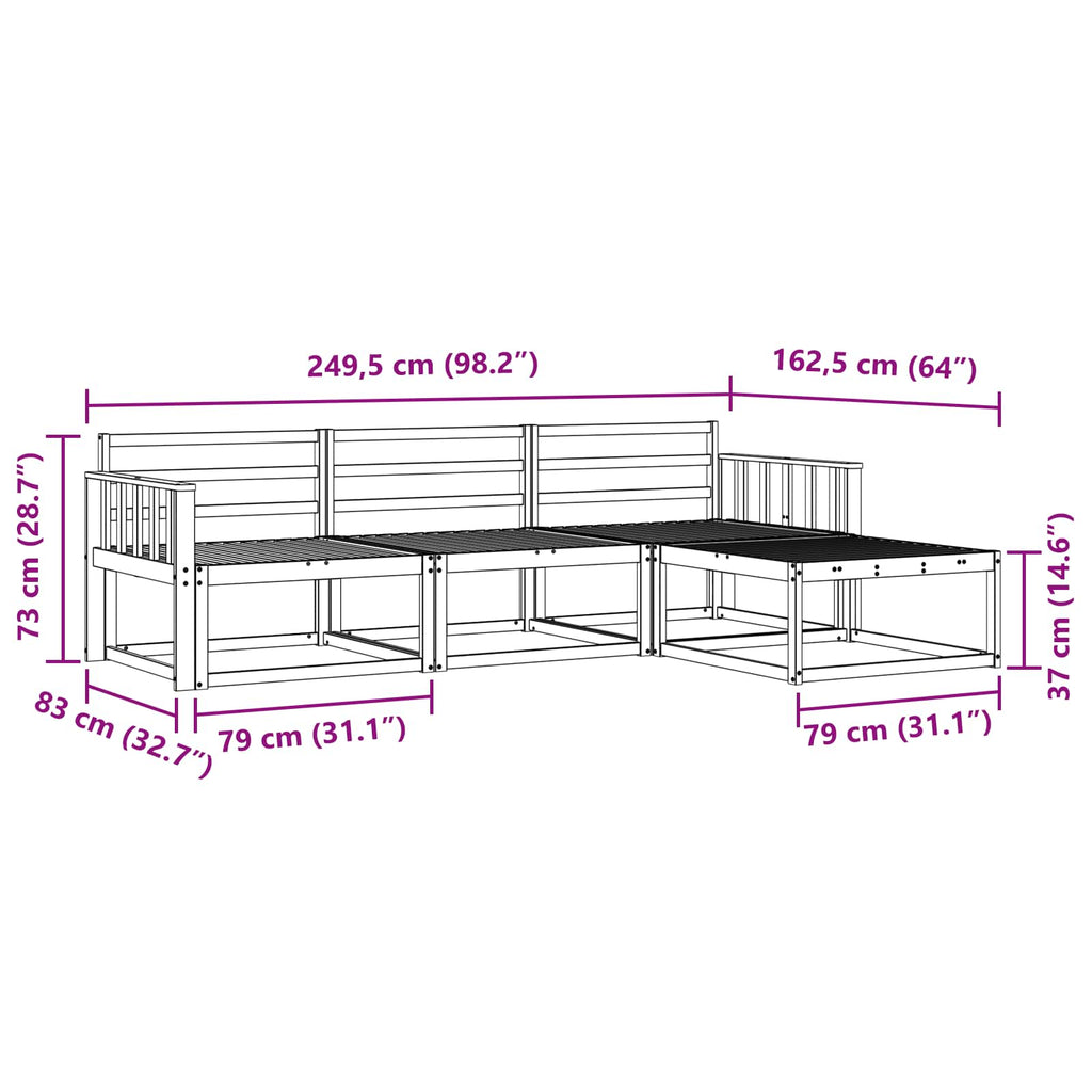 Outdoor-Sofagarnitur 4 pcs Natur Massivholz Akazie