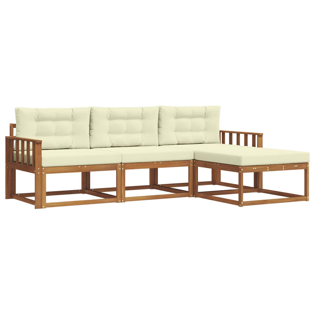 Outdoor-Sofagarnitur mit Kissen 4 pcs Natur und Creme