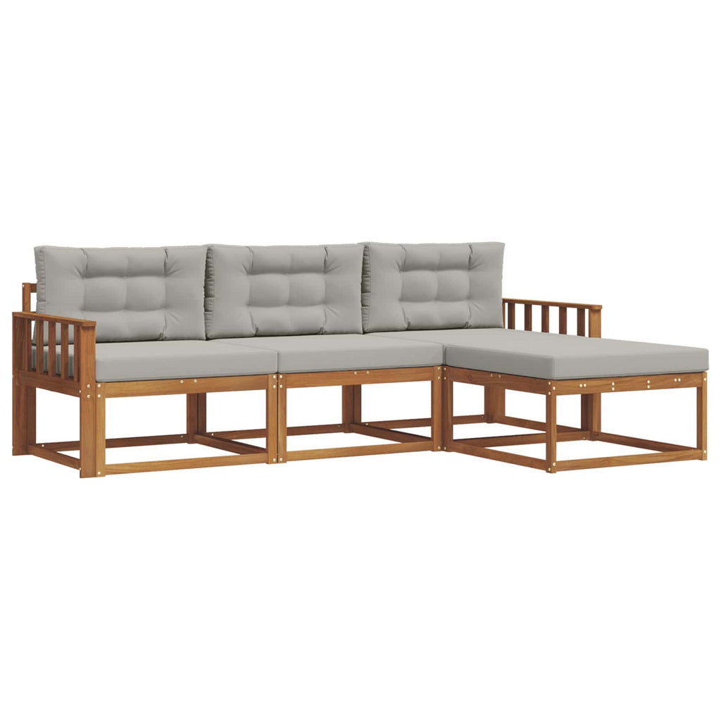 Outdoor-Sofagarnitur mit Kissen 4 pcs Natürlich und Hellgrau