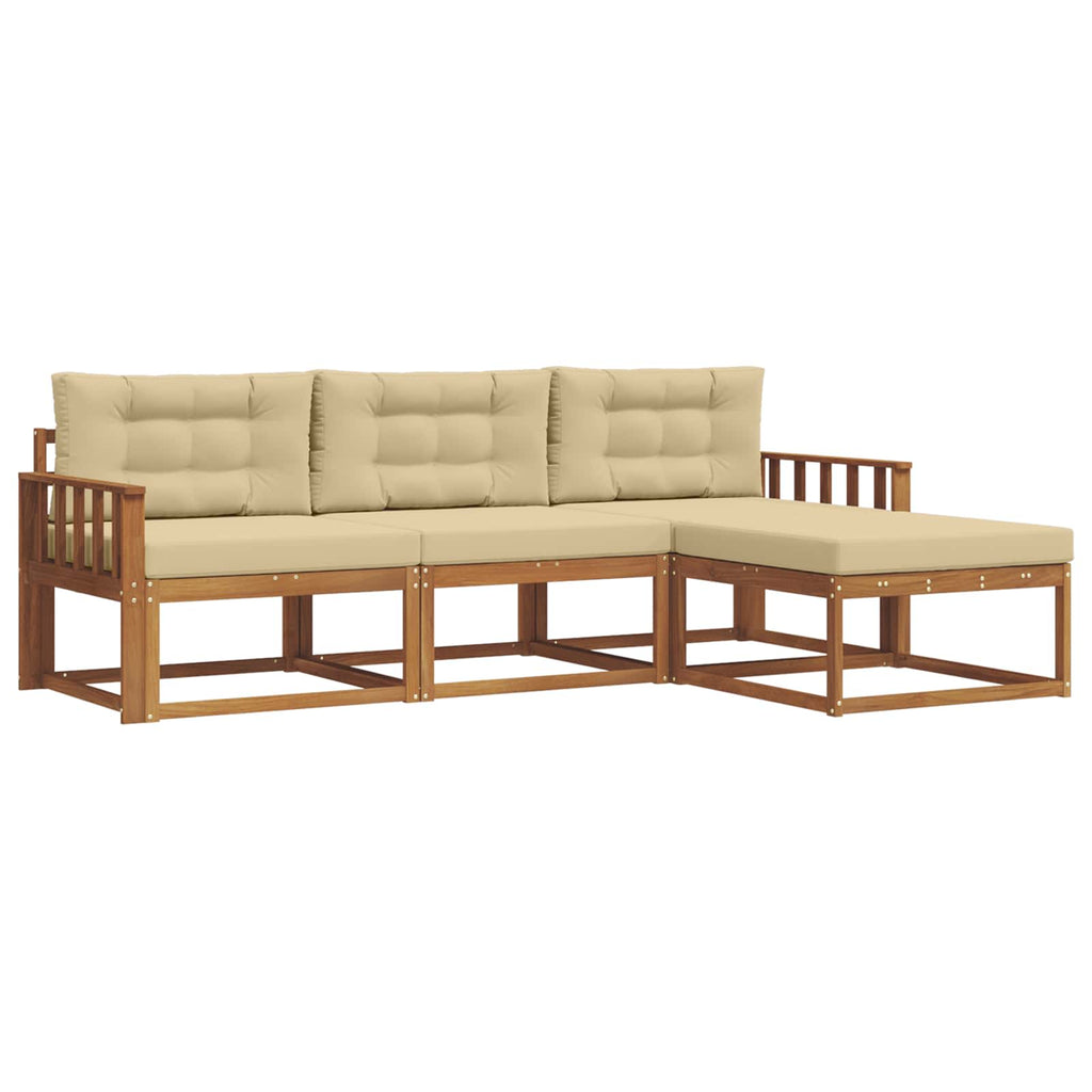 Outdoor-Sofagarnitur mit Kissen 4 pcs Natur und Beige