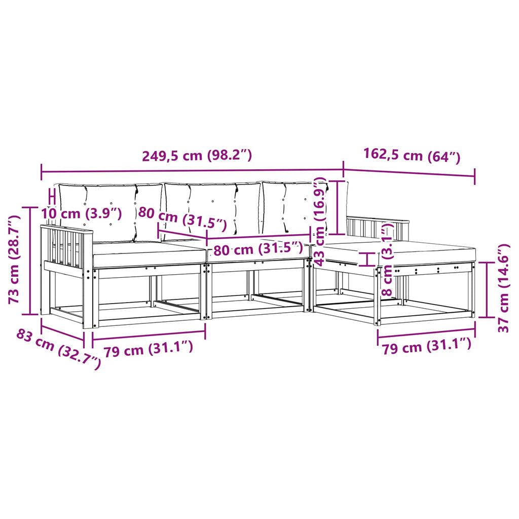 Outdoor-Sofagarnitur mit Kissen 4 pcs Natur und Beige