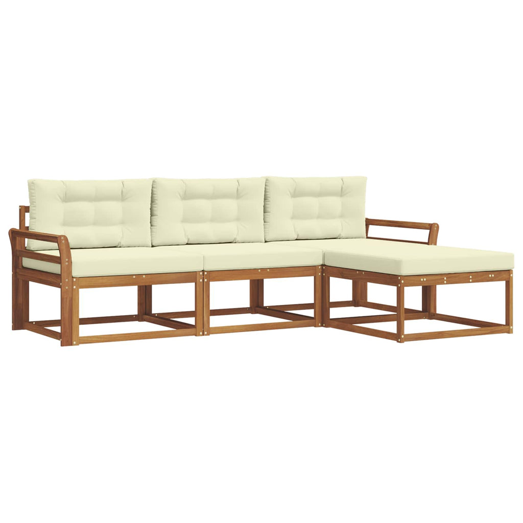 Outdoor-Sofagarnitur mit Kissen 4 pcs Natur und Creme