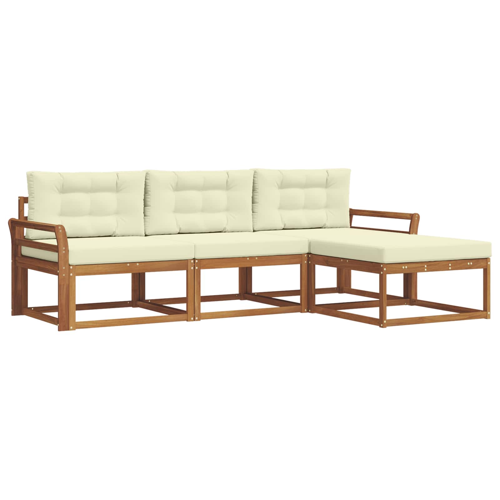 Outdoor-Sofagarnitur mit Kissen 4 pcs Natur und Creme