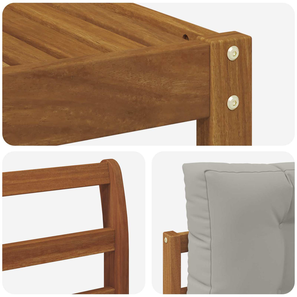 Outdoor-Sofagarnitur mit Kissen 4 pcs Natürlich und Hellgrau