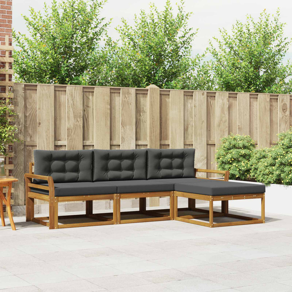 Outdoor-Sofagarnitur mit Kissen 4 pcs Natur und Anthrazit