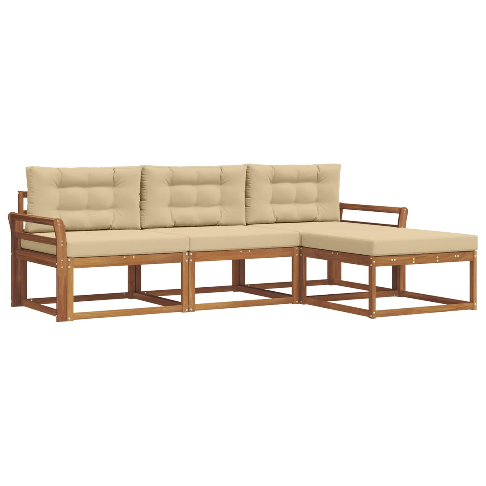 Outdoor-Sofagarnitur mit Kissen 4 pcs Natur und Beige