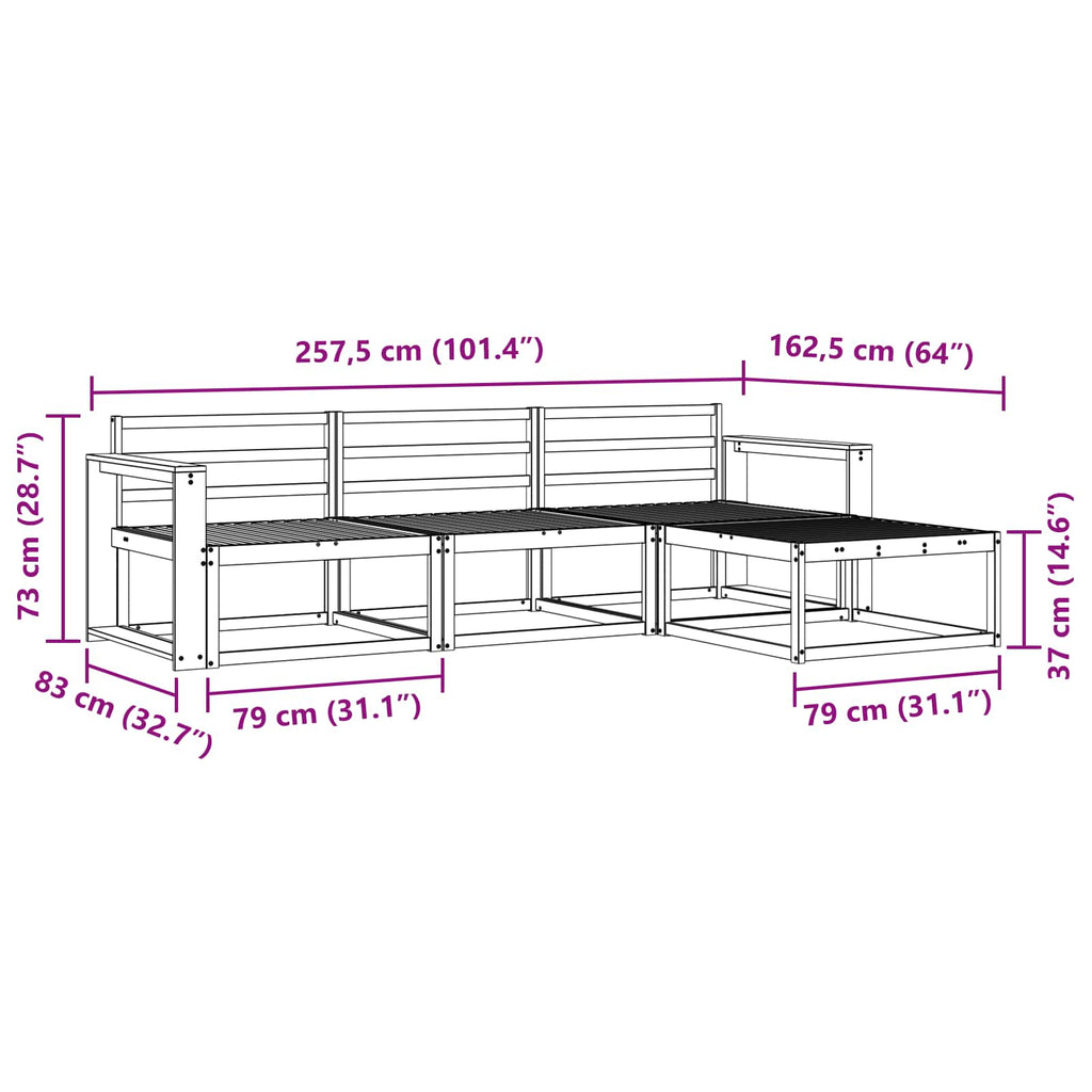 Outdoor-Sofagarnitur 4 pcs Natur Massivholz Akazie