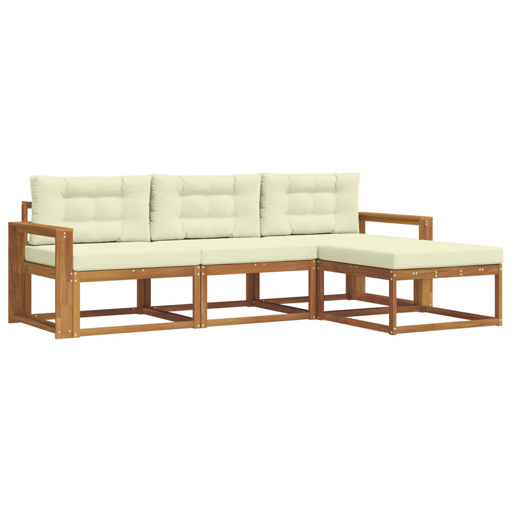 Outdoor-Sofagarnitur mit Kissen 4 pcs Natur und Creme