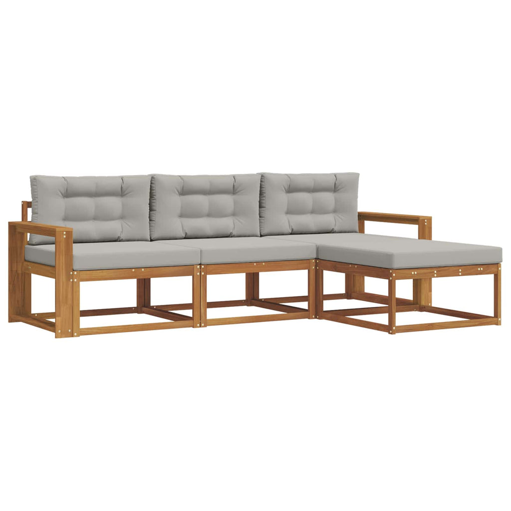 Outdoor-Sofagarnitur mit Kissen 4 pcs Natürlich und Hellgrau