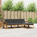 Outdoor-Sofagarnitur mit Kissen 4 pcs Natur und Anthrazit