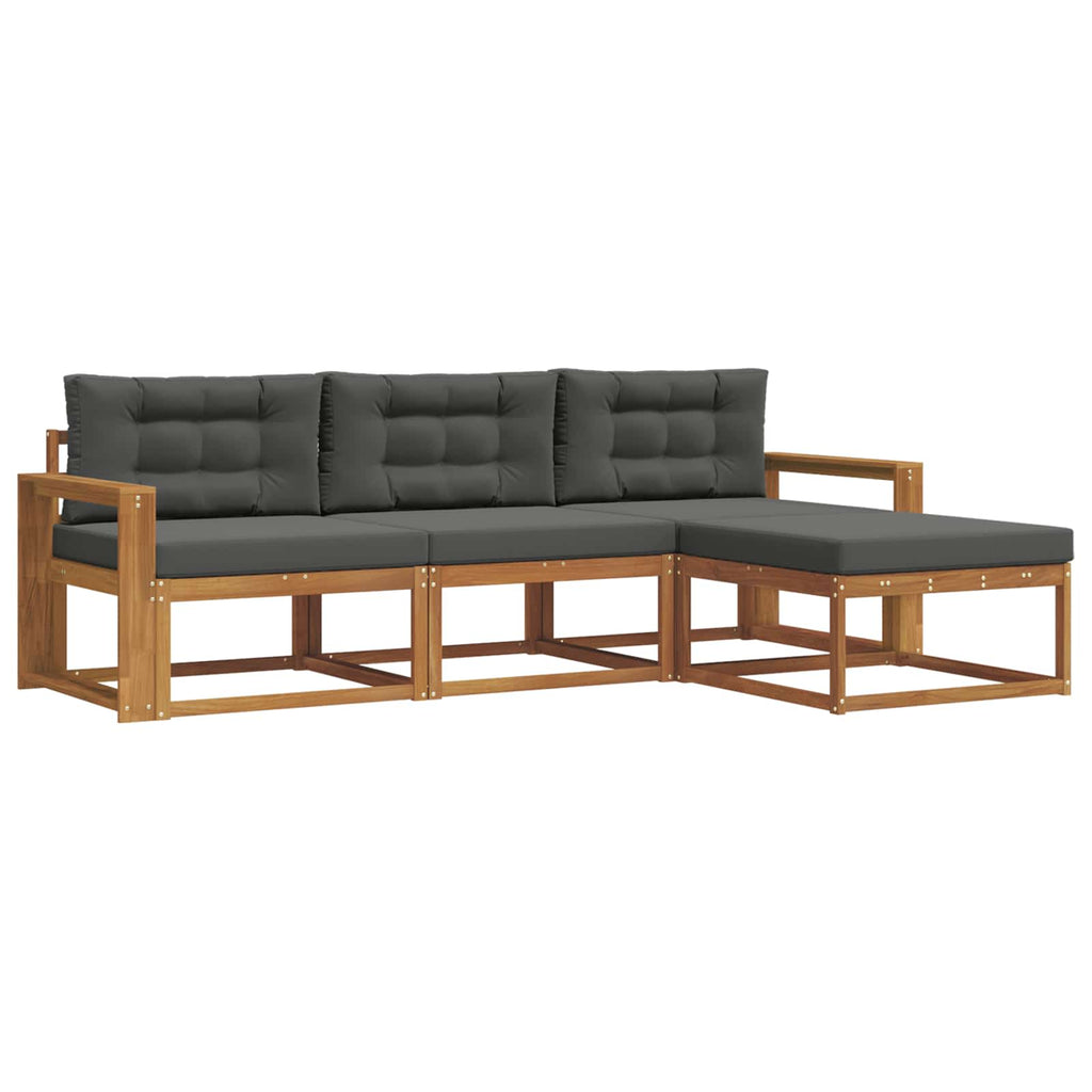Outdoor-Sofagarnitur mit Kissen 4 pcs Natur und Anthrazit