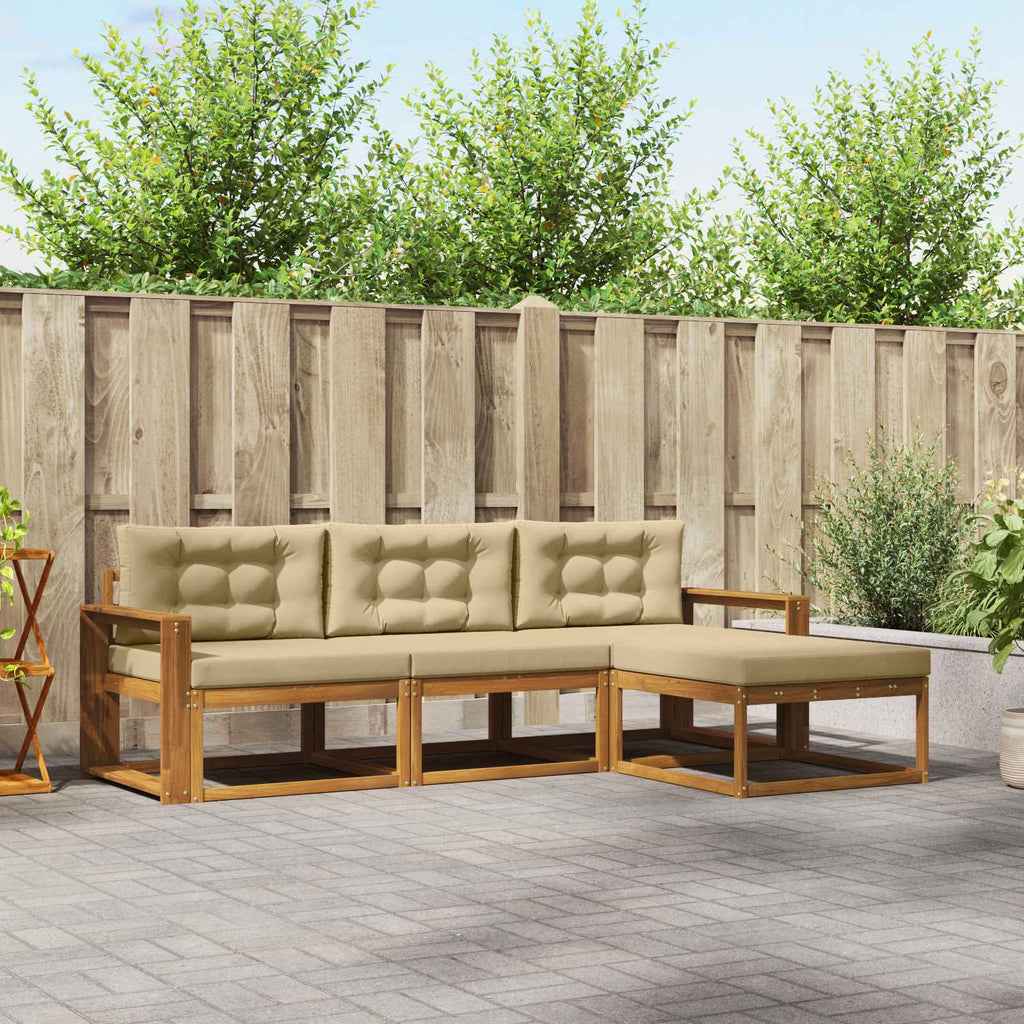 Outdoor-Sofagarnitur mit Kissen 4 pcs Natur und Beige