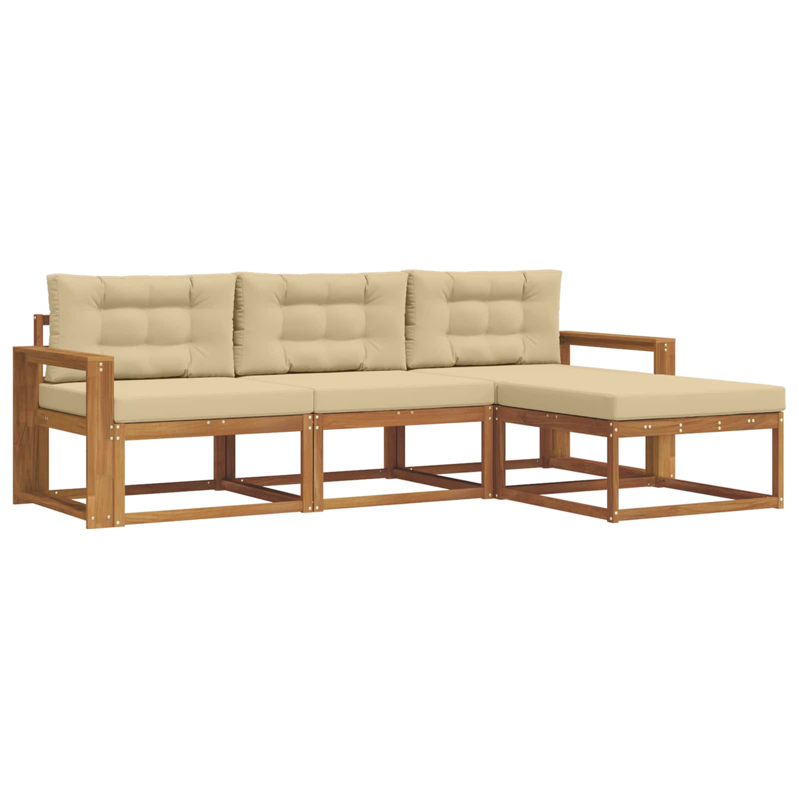 Outdoor-Sofagarnitur mit Kissen 4 pcs Natur und Beige