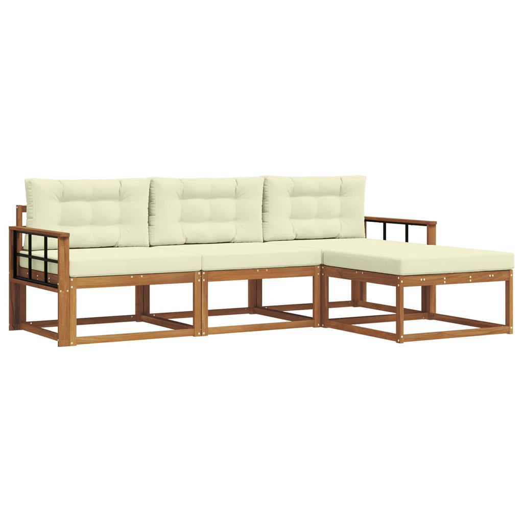 Outdoor-Sofagarnitur mit Kissen 4 pcs Natur und Creme