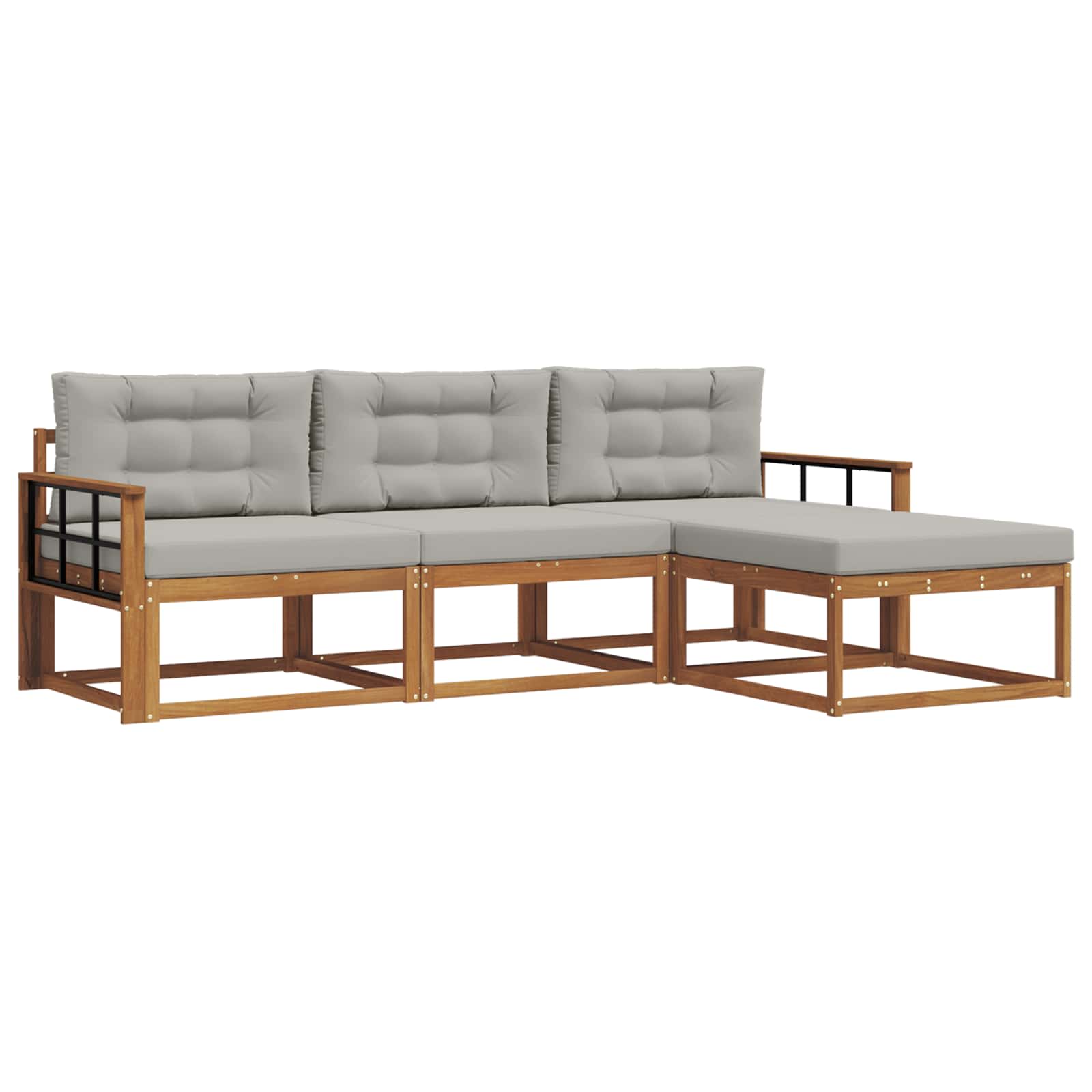 Outdoor-Sofagarnitur mit Kissen 4 pcs Natürlich und Hellgrau