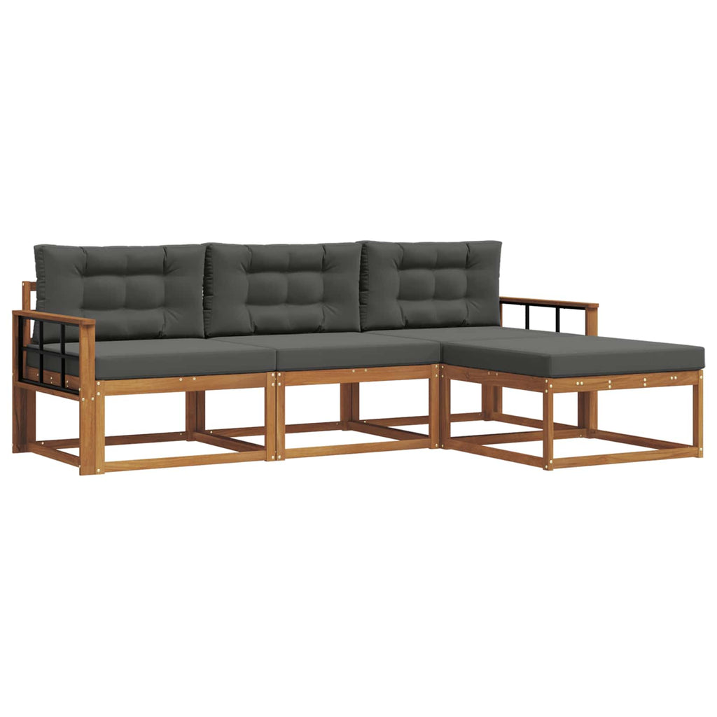Outdoor-Sofagarnitur mit Kissen 4 pcs Natur und Anthrazit