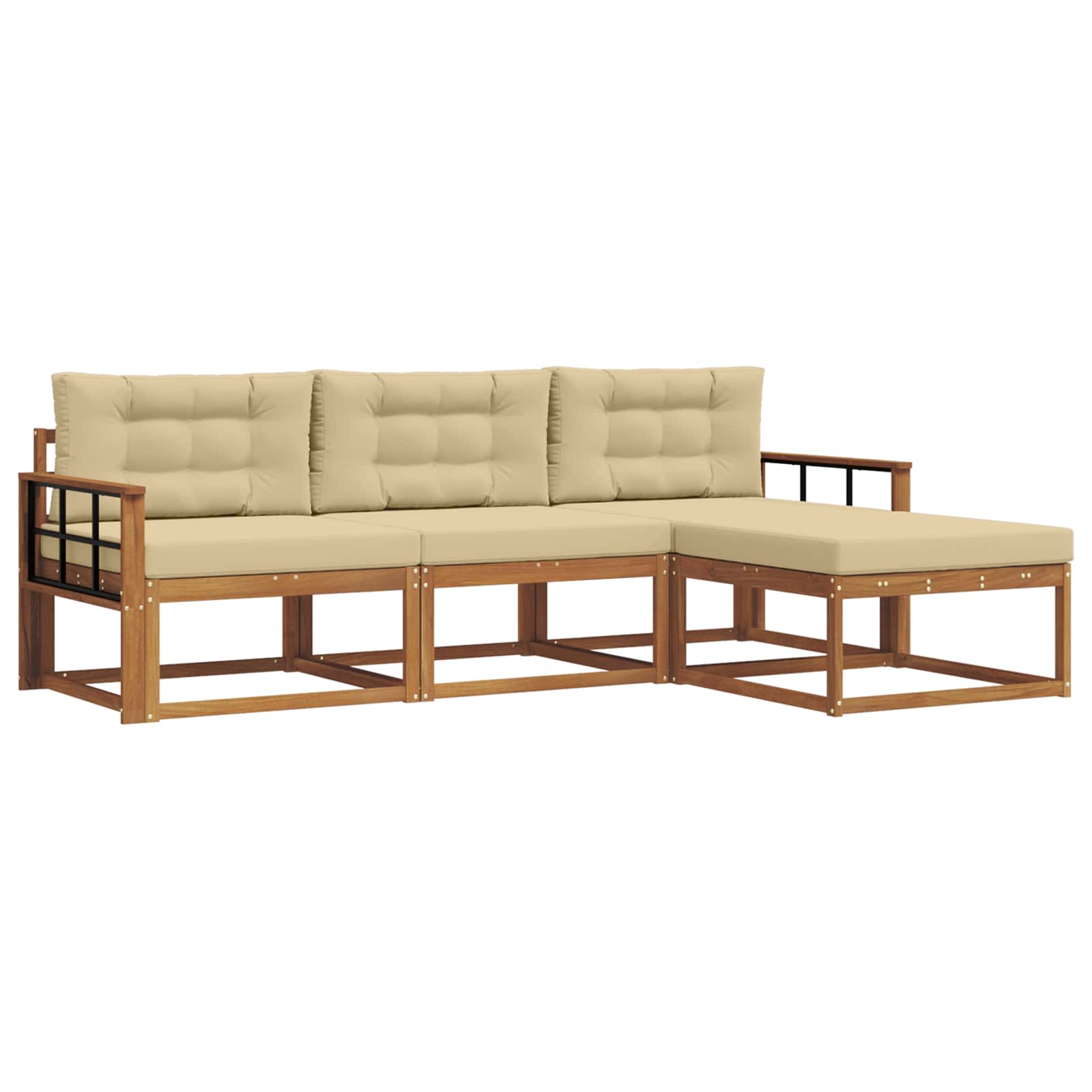 Outdoor-Sofagarnitur mit Kissen 4 pcs Natur und Beige