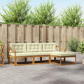 Outdoor-Sofagarnitur mit Kissen 4 pcs Natur und Creme
