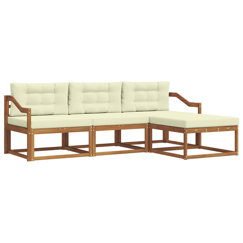 Outdoor-Sofagarnitur mit Kissen 4 pcs Natur und Creme