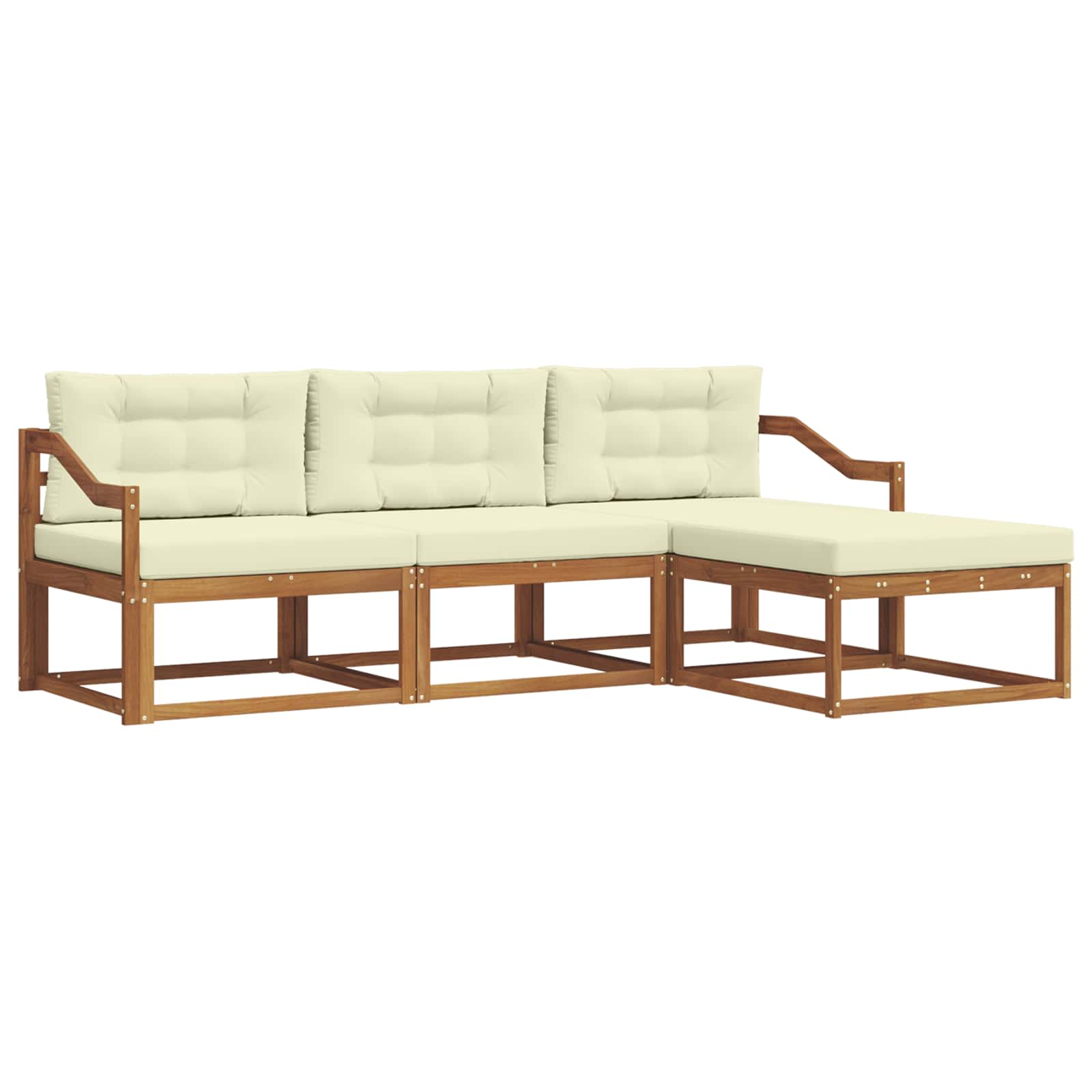 Outdoor-Sofagarnitur mit Kissen 4 pcs Natur und Creme