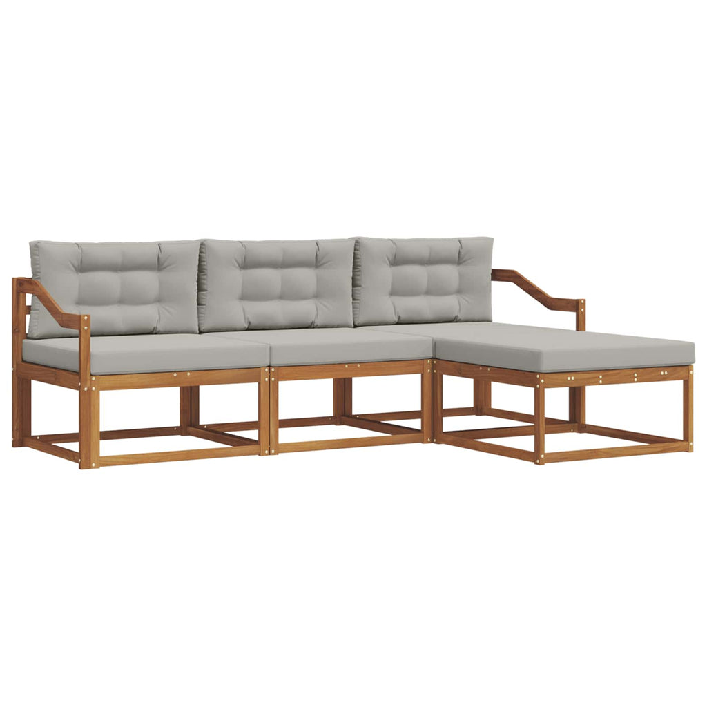 Outdoor-Sofagarnitur mit Kissen 4 pcs Natürlich und Hellgrau