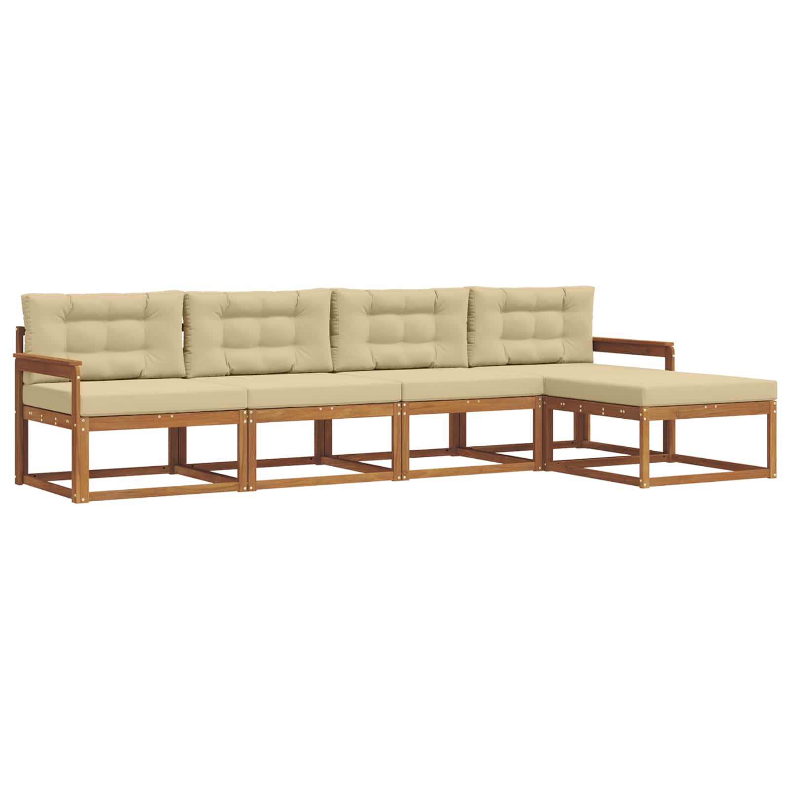 Outdoor-Sofagarnitur mit Kissen 5 pcs Natur und Beige