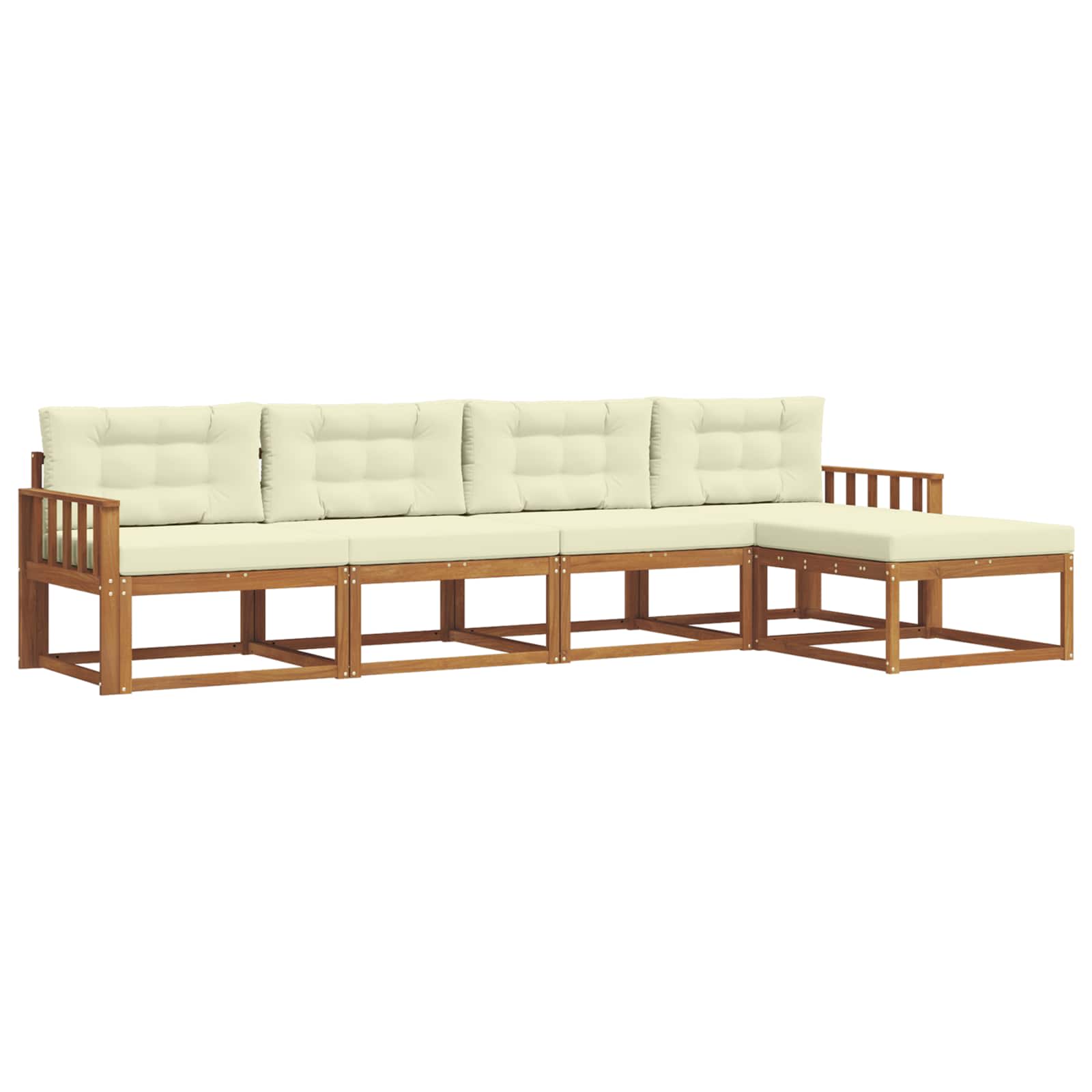 Outdoor-Sofagarnitur mit Kissen 5 pcs Natur und Creme