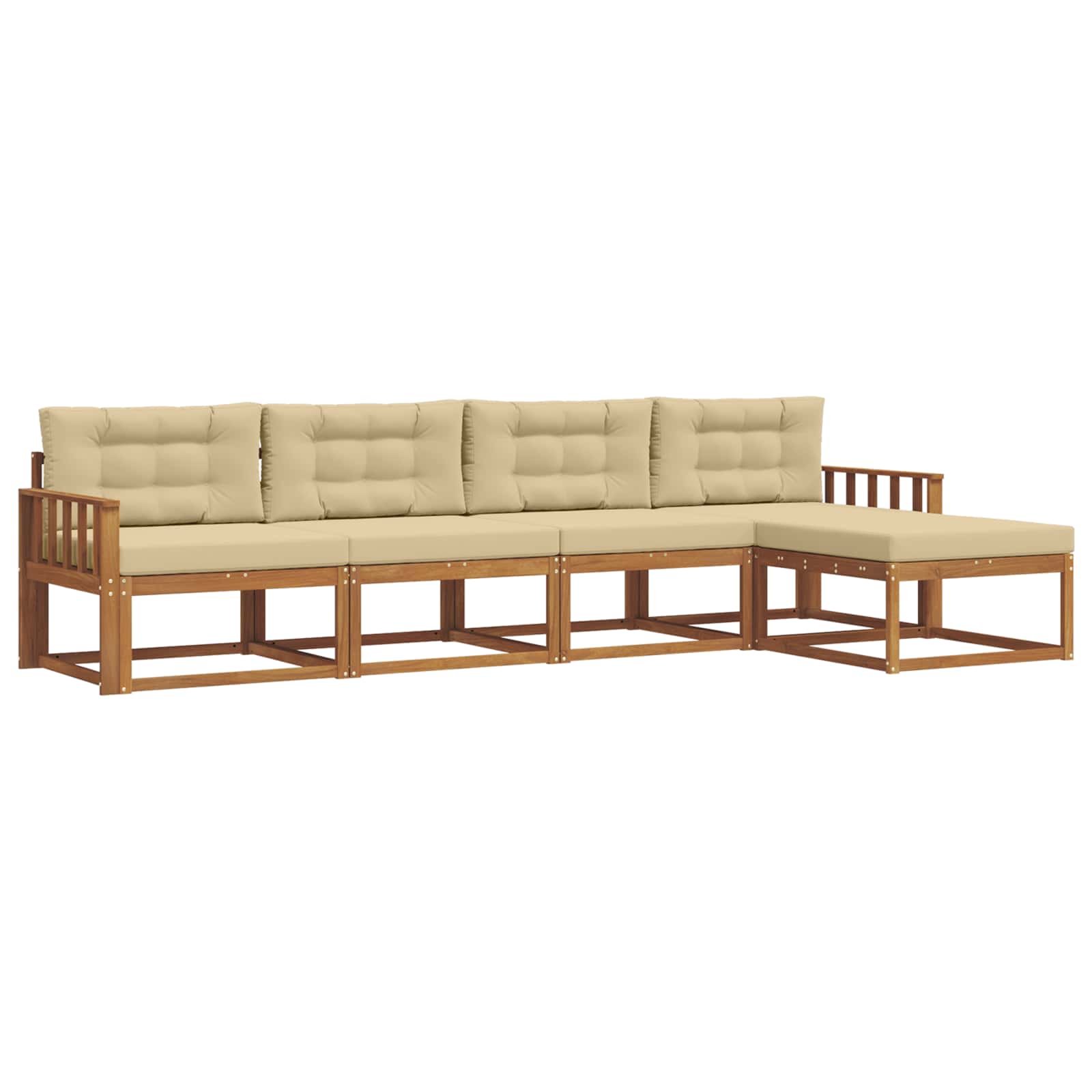 Outdoor-Sofagarnitur mit Kissen 5 pcs Natur und Beige