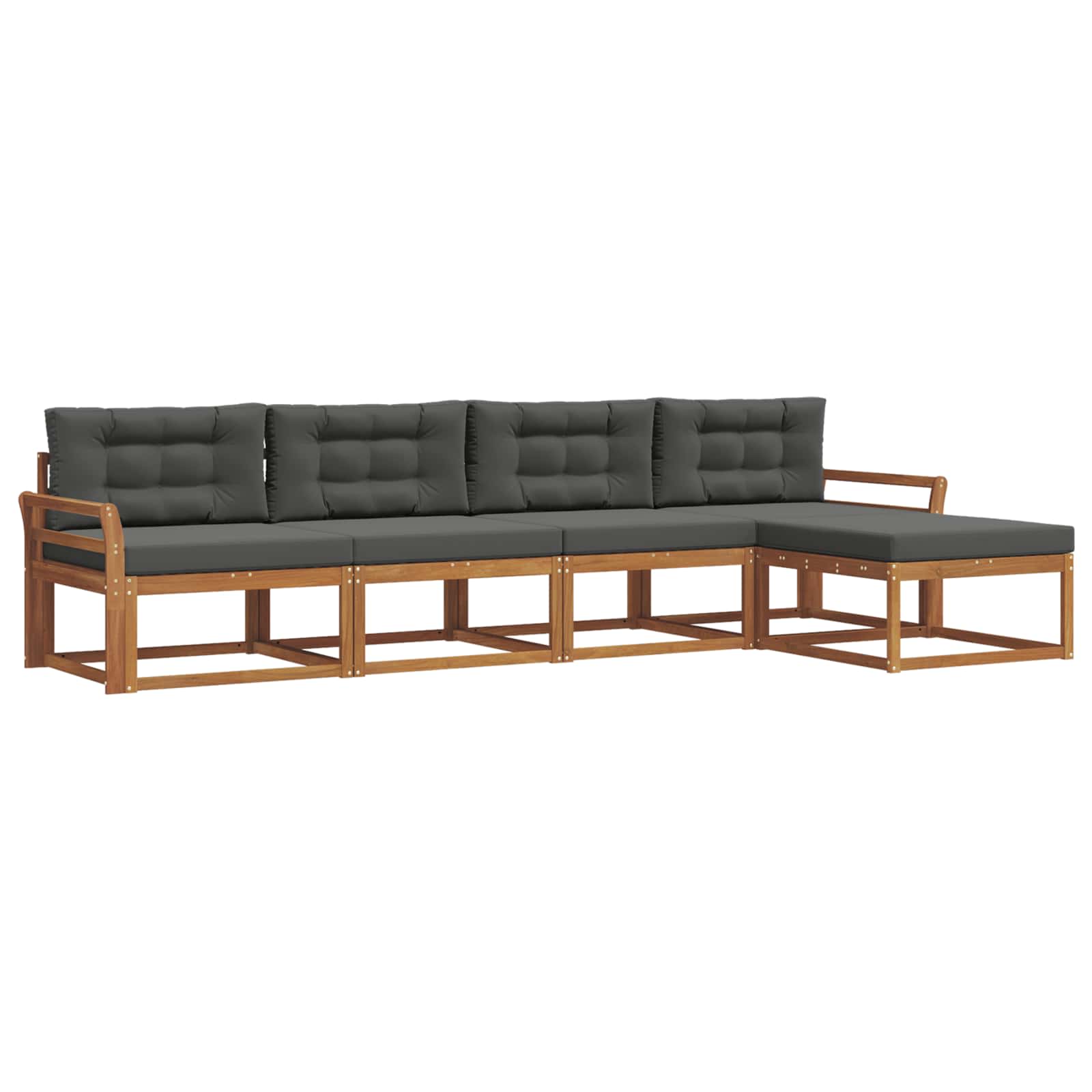 Outdoor-Sofagarnitur mit Kissen 5 pcs Natur und Anthrazit
