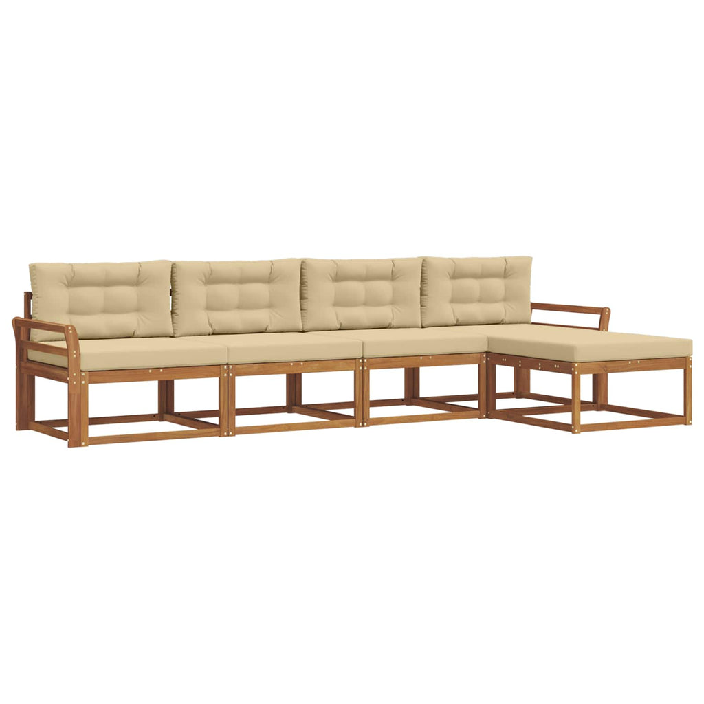 Outdoor-Sofagarnitur mit Kissen 5 pcs Natur und Beige