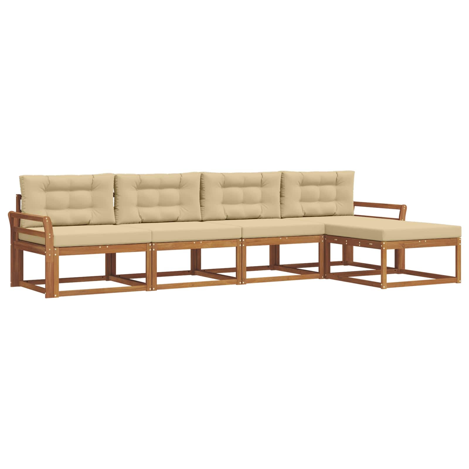 Outdoor-Sofagarnitur mit Kissen 5 pcs Natur und Beige
