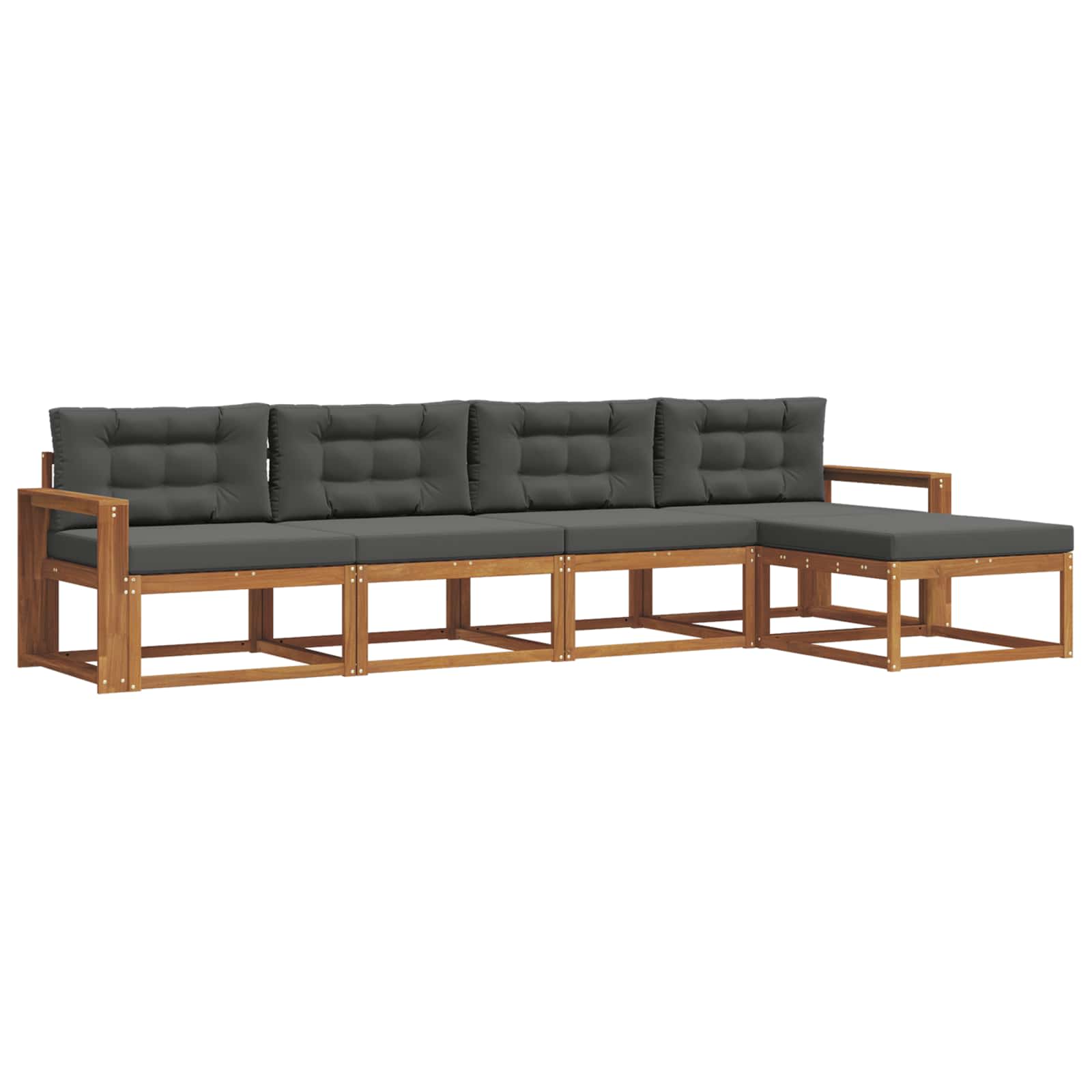 Outdoor-Sofagarnitur mit Kissen 5 pcs Natur und Anthrazit