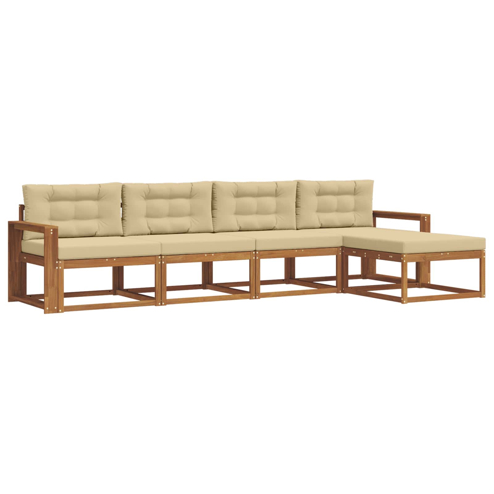 Outdoor-Sofagarnitur mit Kissen 5 pcs Natur und Beige