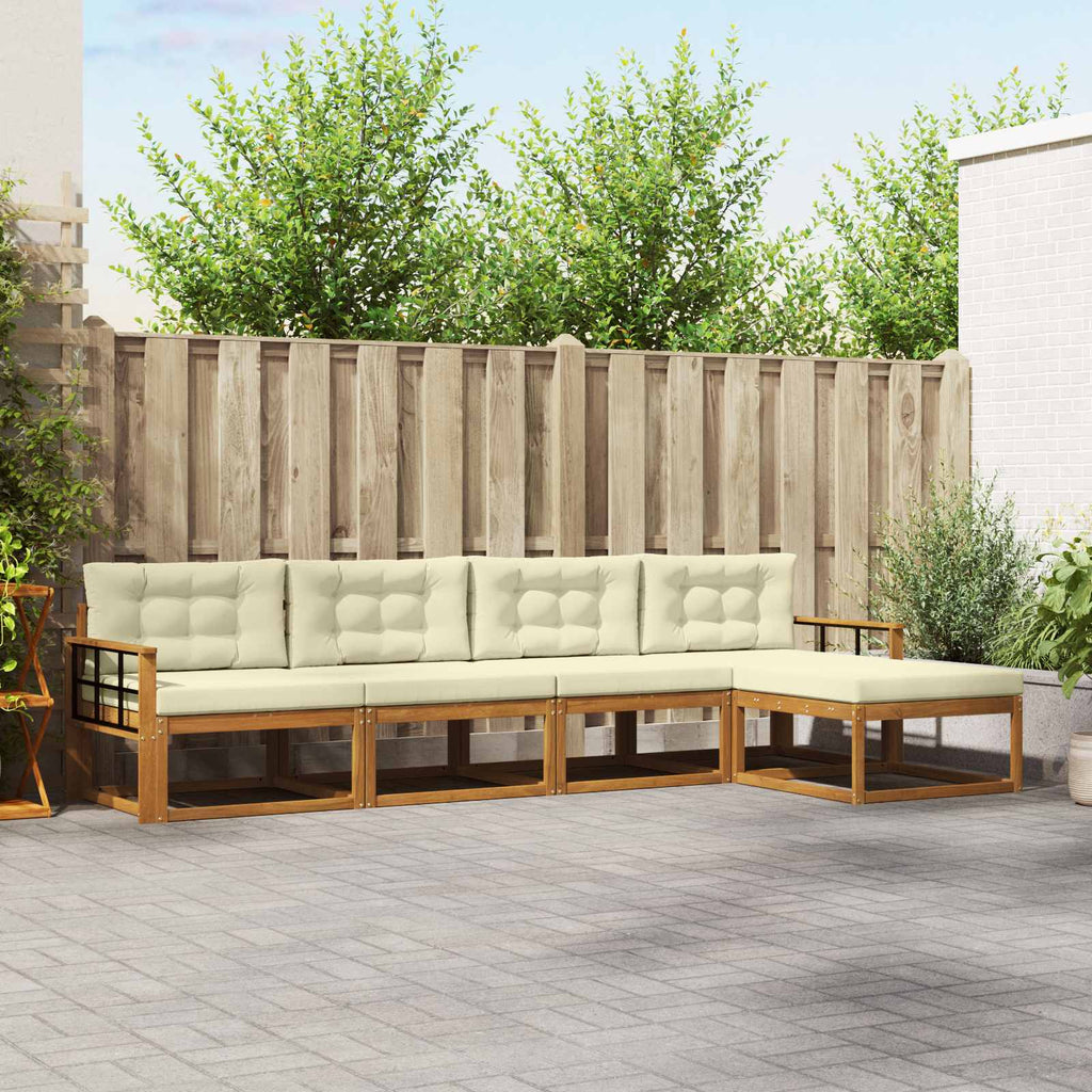 Outdoor-Sofagarnitur mit Kissen 5 pcs Natur und Creme