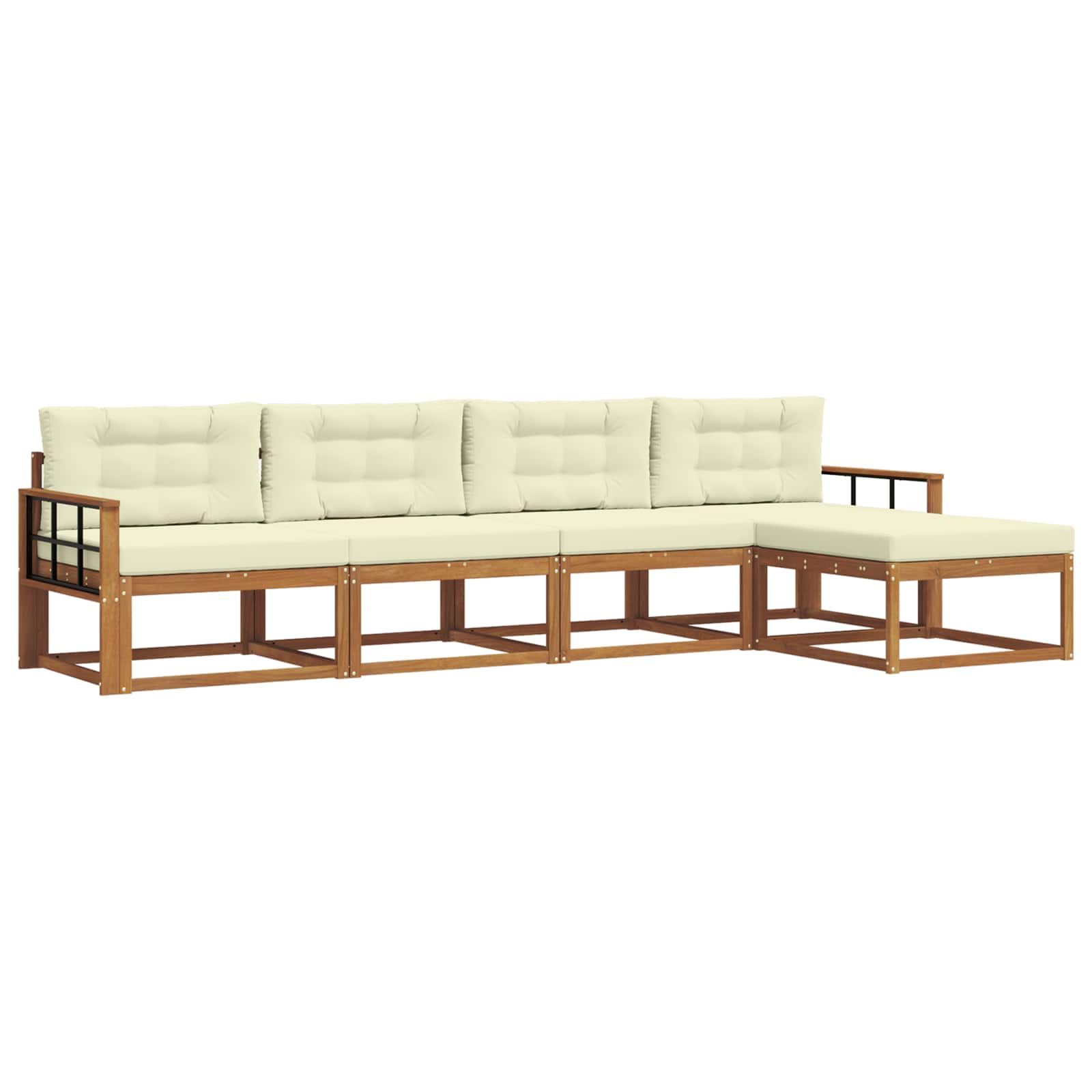 Outdoor-Sofagarnitur mit Kissen 5 pcs Natur und Creme