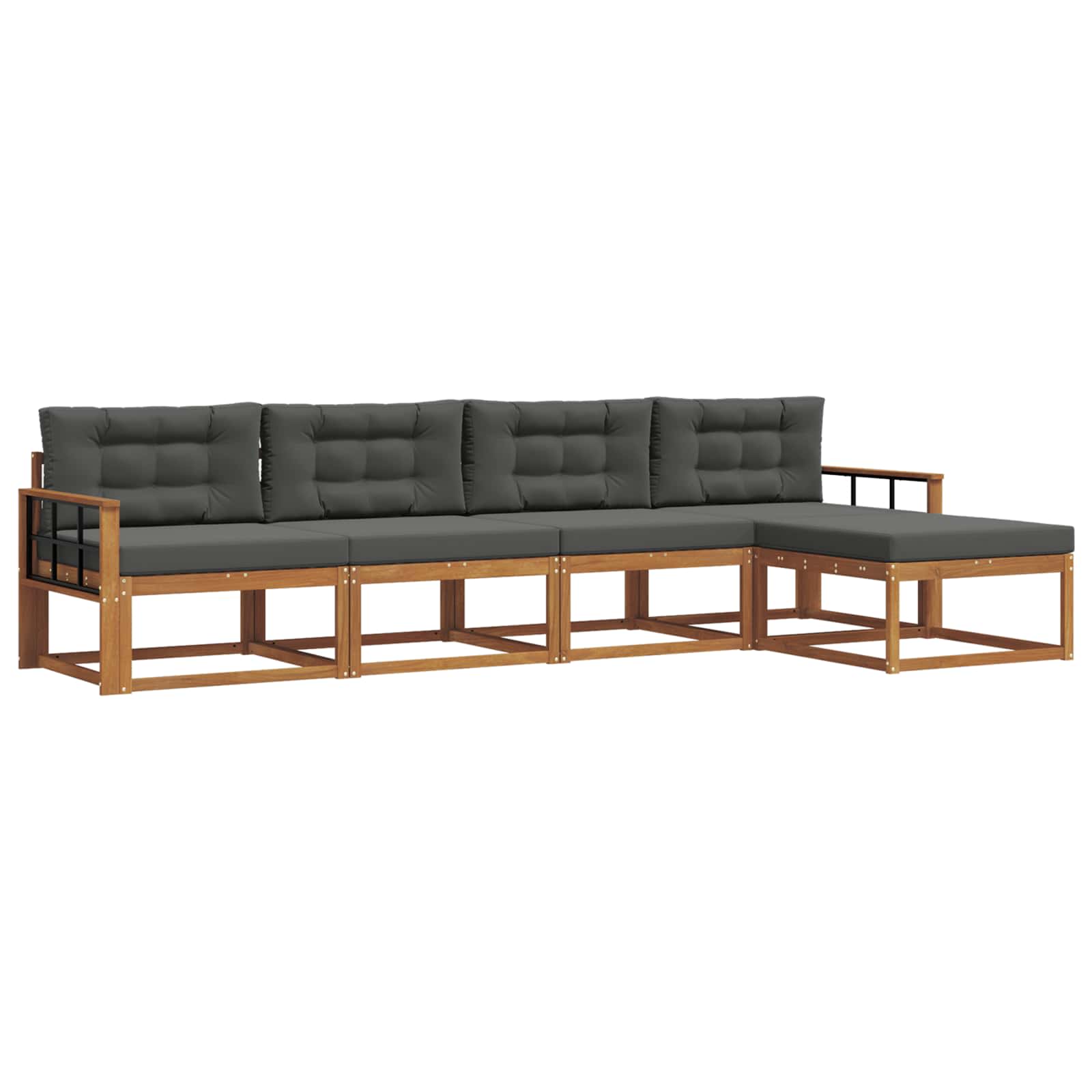 Outdoor-Sofagarnitur mit Kissen 5 pcs Natur und Anthrazit