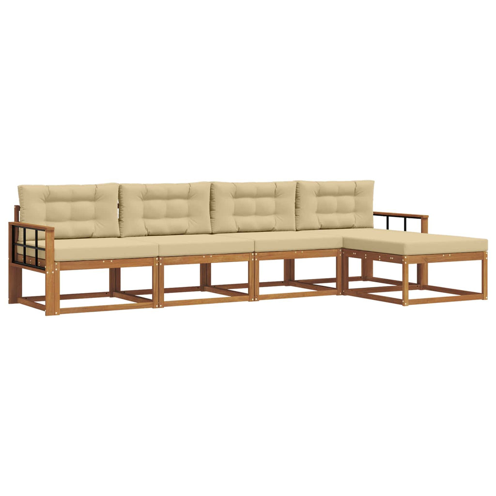 Outdoor-Sofagarnitur mit Kissen 5 pcs Natur und Beige