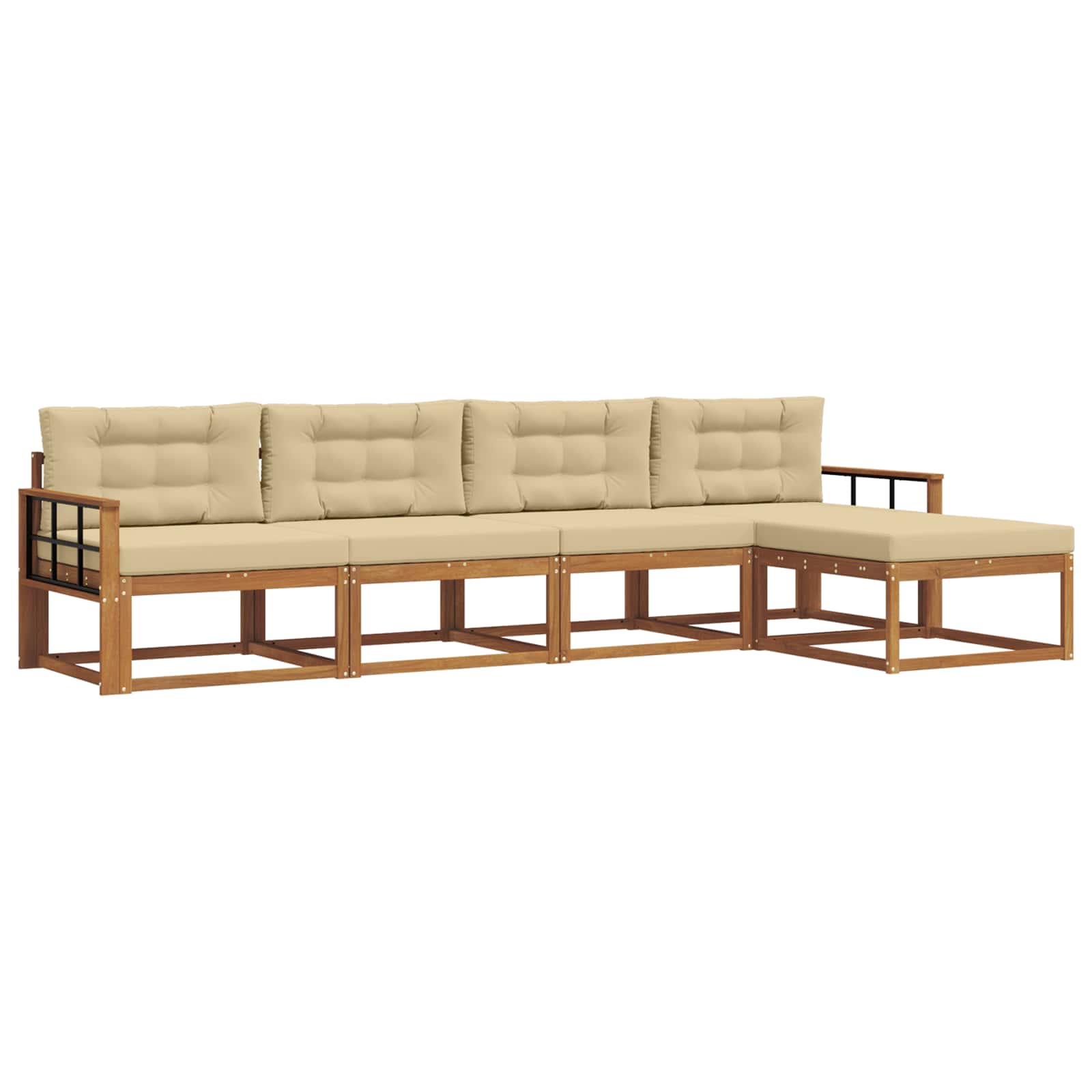 Outdoor-Sofagarnitur mit Kissen 5 pcs Natur und Beige