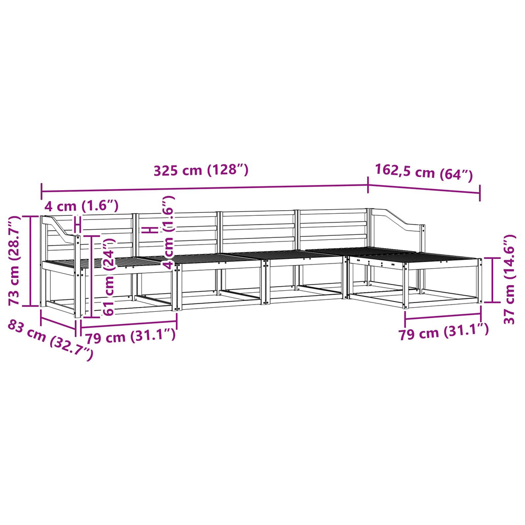 Outdoor-Sofagarnitur 5 pcs Natur Massivholz Akazie