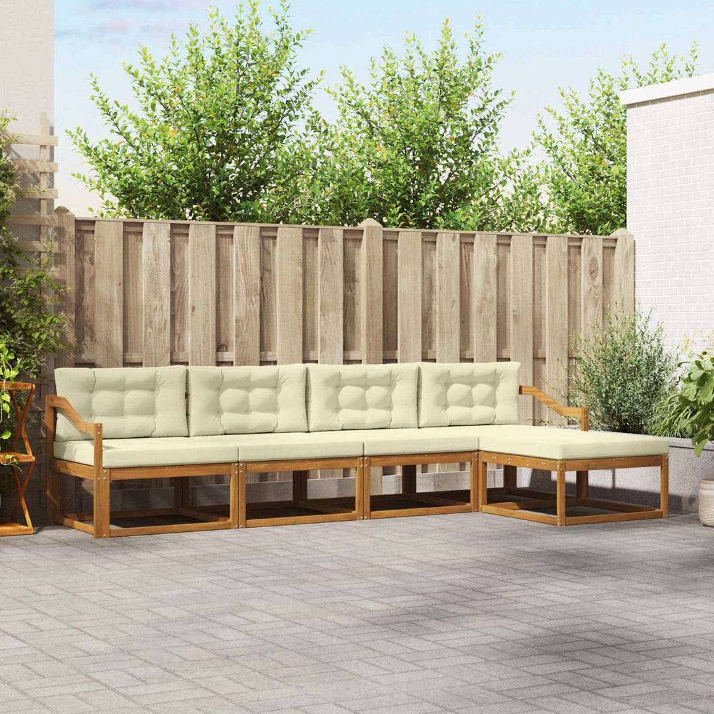 Outdoor-Sofagarnitur mit Kissen 5 pcs Natur und Creme