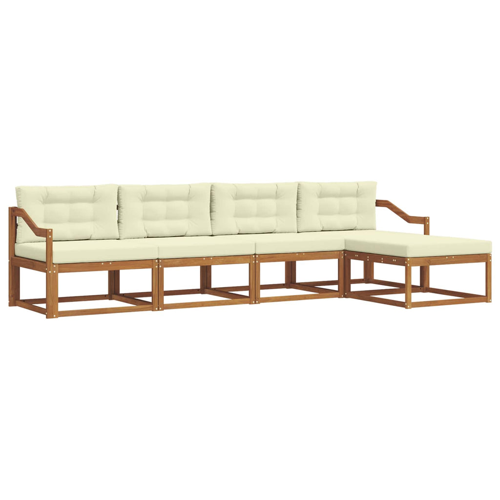 Outdoor-Sofagarnitur mit Kissen 5 pcs Natur und Creme