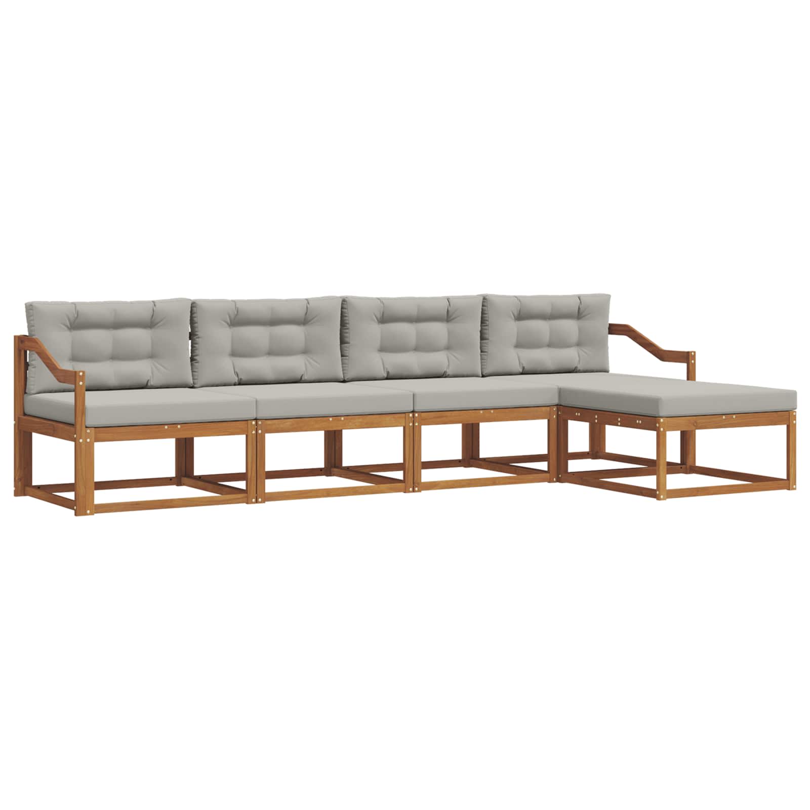 Outdoor-Sofagarnitur mit Kissen 5 pcs Natürlich und Hellgrau