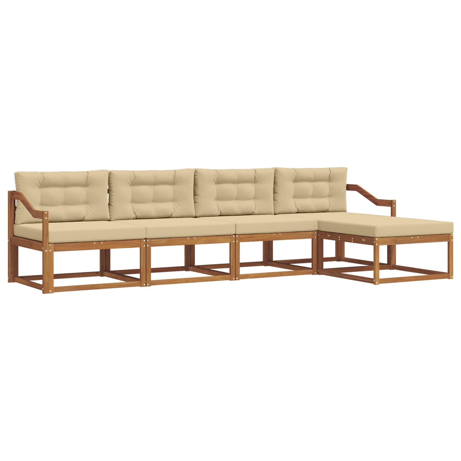 Outdoor-Sofagarnitur mit Kissen 5 pcs Natur und Beige